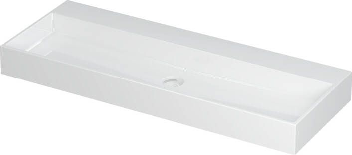 INK Wastafel United Porselein zonder kraangat incl. porseleinen click plug en verborgen overloop systeem 120 cm x 45 cm x 11 cm Glans wit 0206091