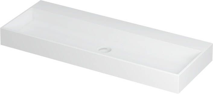INK Wastafel United Porselein zonder kraangat incl. porseleinen click plug en verborgen overloop systeem 120 cm x 45 cm x 11 cm Mat wit 0206092