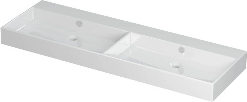 INK Wastafel Unlimited Porselein dubbel zonder kraangat 140 cm x 45 cm x 11 cm Glans wit 0202111