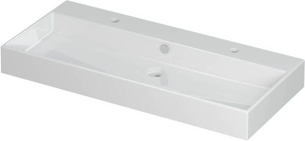INK Wastafel Unlimited Porselein met 2 kraangaten 100 cm x 45 cm x 11 cm Glans wit 0202081