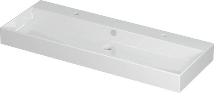 INK Wastafel Unlimited Porselein met 2 kraangaten 120 cm x 45 cm x 11 cm Glans wit 0202141