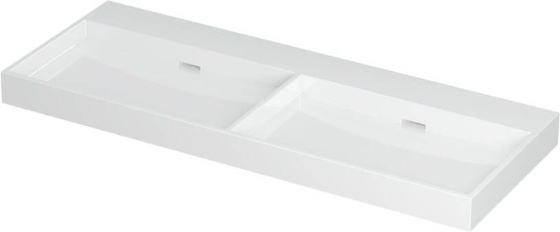 INK Wastafel Urban Porselein dubbel zonder kraangat 120 cm x 45 cm x 8 cm Glans wit 0201101