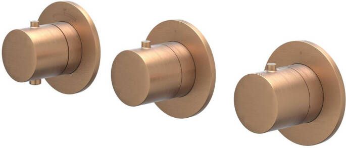 Ivy Bond Afbouwdeel voor Inbouwthermostaat 2 stopkranen symmetry ronde rozetten Geborsteld mat koper PVD 6202475