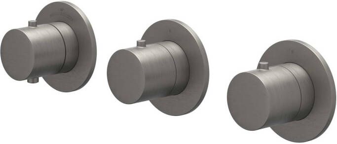 Ivy Bond Afbouwdeel voor Inbouwthermostaat 2 stopkranen symmetry ronde rozetten Geborsteld metal black PVD 6202476
