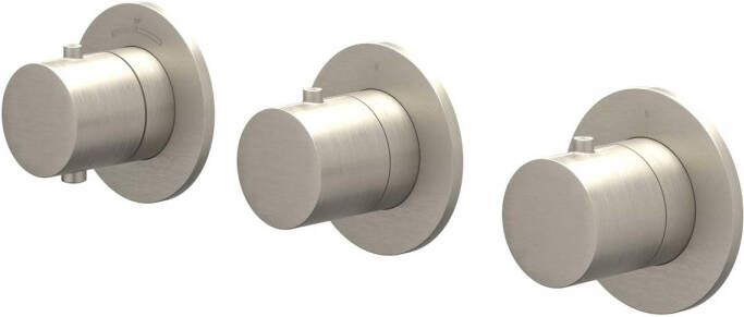 Ivy Bond Afbouwdeel voor Inbouwthermostaat 2 stopkranen symmetry ronde rozetten Geborsteld nickel PVD 6202473
