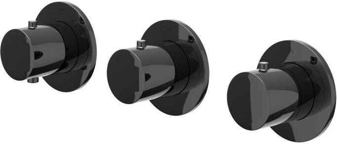 Ivy Bond Afbouwdeel voor Inbouwthermostaat 2 stopkranen symmetry ronde rozetten Zwart chroom PVD 6202477