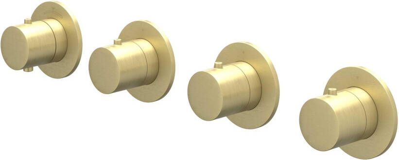 Ivy Bond Afbouwdeel voor Inbouwthermostaat 3 stopkranen Symmetry ronde rozetten Geborsteld mat goud PVD 6202374