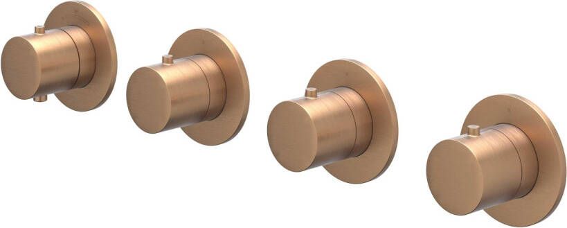 Ivy Bond Afbouwdeel voor Inbouwthermostaat 3 stopkranen Symmetry ronde rozetten Geborsteld mat koper PVD 6202375