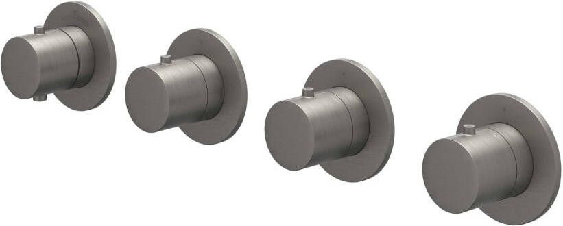 Ivy Bond Afbouwdeel voor Inbouwthermostaat 3 stopkranen Symmetry ronde rozetten Geborsteld metal black PVD 6202376