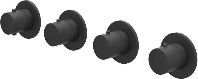 Ivy Bond Afbouwdeel voor Inbouwthermostaat 3 stopkranen Symmetry ronde rozetten Mat zwart PED 6202372