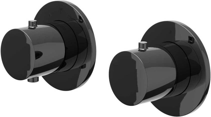 IVY Afbouwdeel Bond Inbouwthermostaat Symmetry 2-Weg Stop-Omstel Met Rond Rozet Zwart Chroom PVD