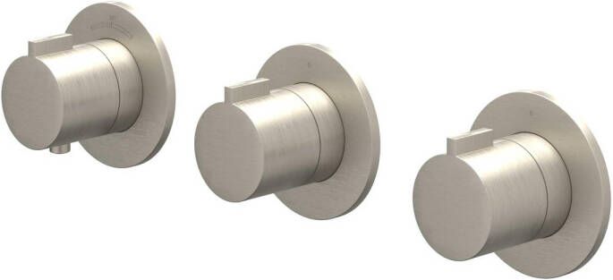 Ivy Pact Afbouwdeel voor Inbouwthermostaat 2 stopkranen Symmetry ronde rozetten Geborsteld nickel PVD 6202353