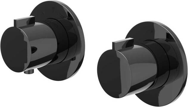 Ivy Pact Afbouwdeel voor Inbouwthermostaat 2-weg stop-omstel Symmetry rond rozet Zwart chroom PVD 6202367
