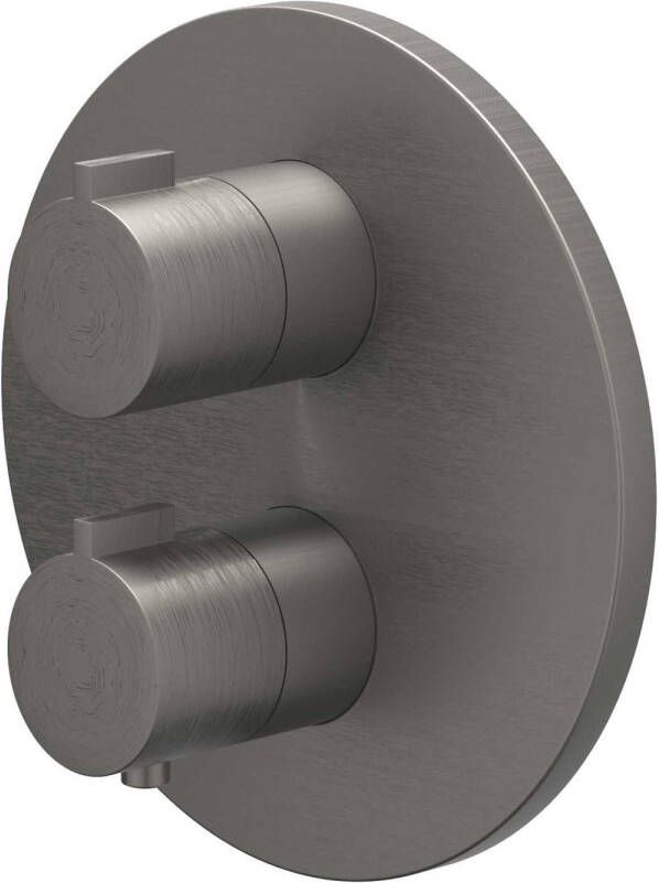 Ivy Pact Afbouwdeel voor Inbouwthermostaat 3-weg stop-omstel rond rozet Geborsteld metal black PVD 6202206