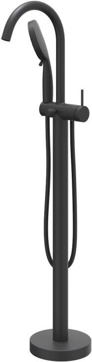 IVY Bond vrijstaande badmengkraan met draaibare uitloop doucheslang 150 cm en 3 standen handdouche 101 cm zwart chroom PVD