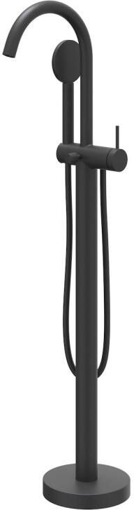 IVY Bond vrijstaande badmengkraan met draaibare uitloop doucheslang 150 cm en Satin spray handdouche 101 cm mat zwart PED