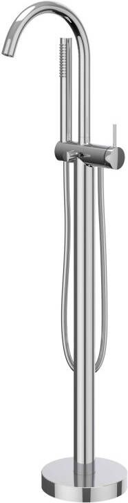 IVY Bond vrijstaande badmengkraan met draaibare uitloop doucheslang 150 cm en staafhanddouche 101 cm chroom