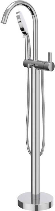 IVY Pact vrijstaande badmengkraan met draaibare uitloop doucheslang 150 cm en 3 standen handdouche 101 cm chroom