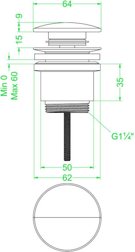 IVY Design Afvoerplug klikwaste Geborsteld mat koper PVD 6901755