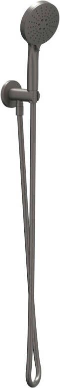 IVY Handdoucheset Set Bestaande Uit Doucheslang 150 cm Wandhouder Met Uitlaat En Staafhanddouche Geborsteld Metal Black PVD