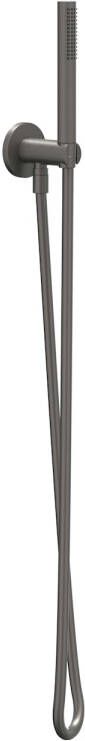 IVY Handdoucheset Set Bestaande Uit Doucheslang 150 cm Wandhouder Met Uitlaat En Staafhanddouche Geborsteld Metal Black PVD