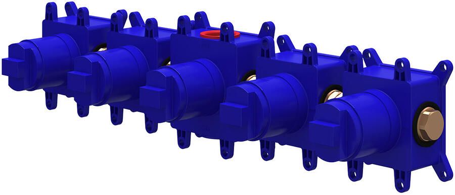 IVY Inbouwbox tbv inbouwthermostaat Symmetry 5-gats met 2 stopkranen box voor wandsteun en box voor baduitloop