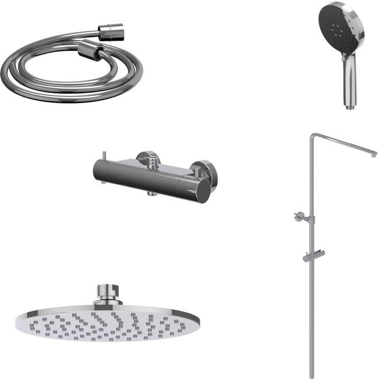 IVY Regendoucheset Bond Opbouw Thermostatisch 20 cm Medium Rond 3-Standen Handdouche Chroom