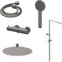 Ivy Bond Regendoucheset opbouw 20cm slim hoofddouche satin spray handdouche Geborsteld metal black PVD CSB1GMCA - Thumbnail 1