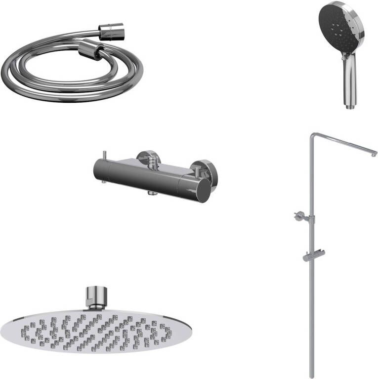IVY Regendoucheset Bond Opbouw Thermostatisch 25 cm Slim Rond 3-Standen Handdouche Chroom