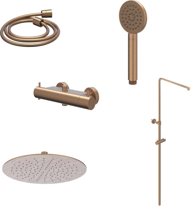 Ivy Bond Regendoucheset opbouw 25cm slim hoofddouche satin spray handdouche Geborsteld mat koper PVD CSB1GKCB