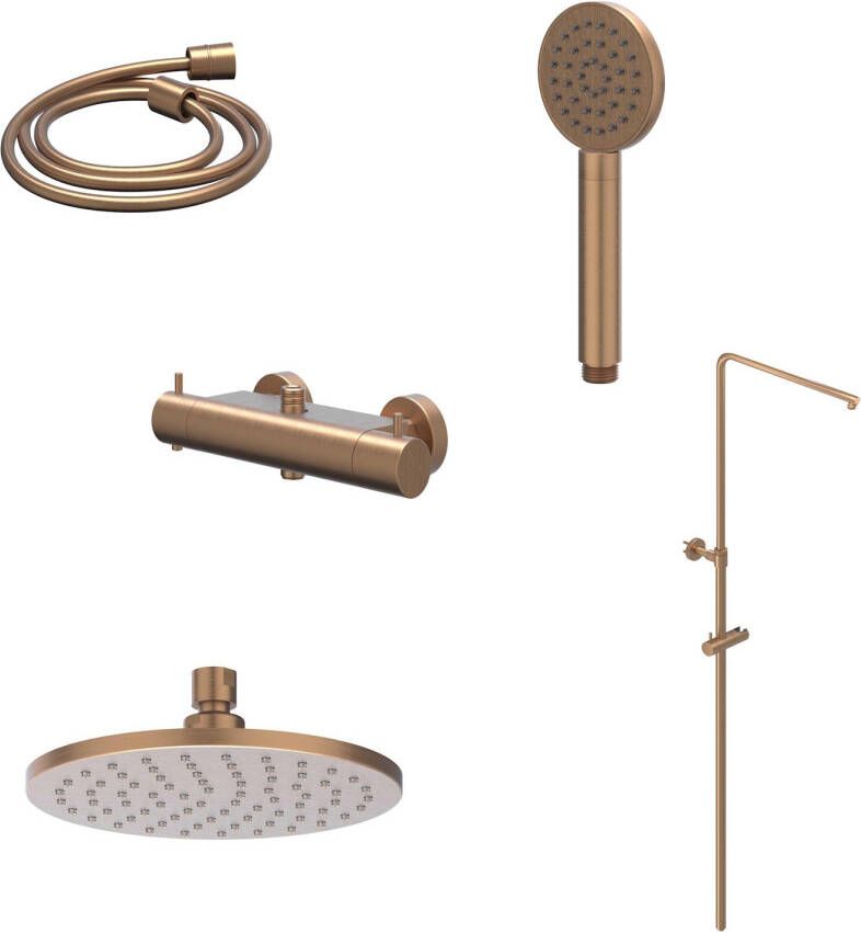 Ivy Bond Regendoucheset opbouw 30cm medium hoofddouche satin spray handdouche Geborsteld mat koper PVD CSB1GKCF