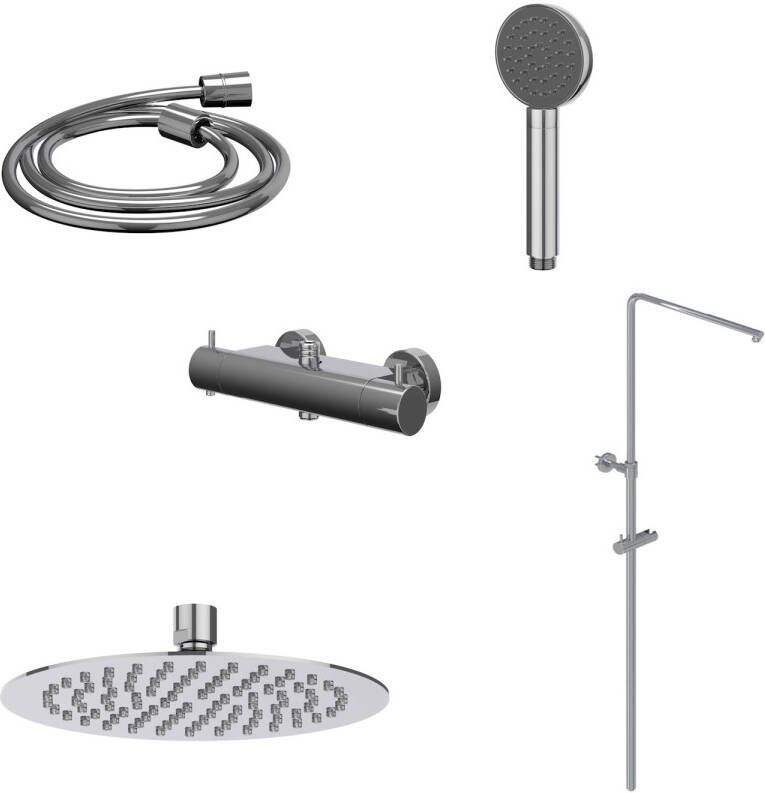 Ivy Bond Regendoucheset opbouw 30cm slim hoofddouche satin spray handdouche Chroom CSB1CRCC