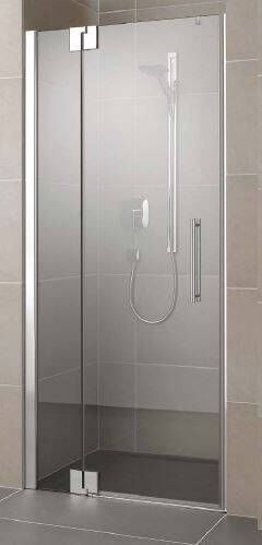 Kermi Pasa XP draaideur m. vast segment voor nis 100x200cm links m. Clean glanszilver helder