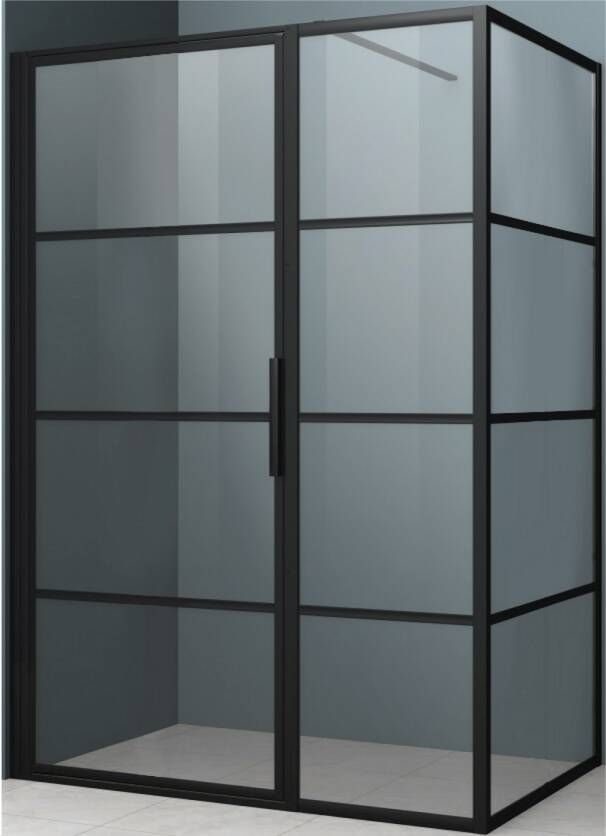 Lacus Douchecabine Driedelig Tremiti 6mm Helder Glas Mat Zwart Aluminium Profiel (ALLE MATEN)
