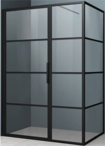 Lacus Douchecabine Driedelig Tremiti 6mm Helder Glas Mat Zwart Aluminium Profiel (ALLE MATEN)