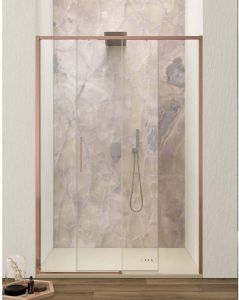 Lacus Schuifdeur Torcello Tweedelig Helder Glas 100x200 cm Aluminium Profiel Rose Goud