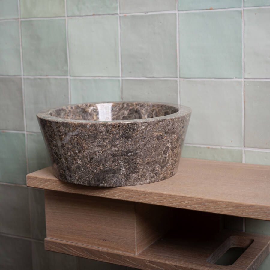Loutro Waskom Bali T Rond 25x25x12 cm Marmer Taupe