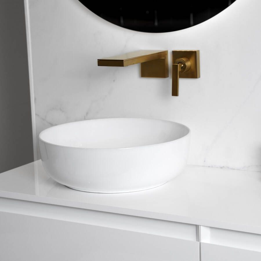 Loutro Waskom Drossia Rond 41.5x41.5x13 cm Hoogglans Wit
