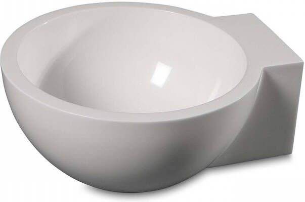 Luca Sanitair Fontein Wandmodel Rond 27x24x12 cm Mineral Stone Glans Wit