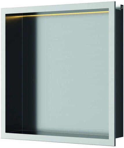 Luca sanitair Inbouwnis 30x30x6 5cm RVS Geborsteld Nikkel + LED verlichting Geborsteld Nikkel