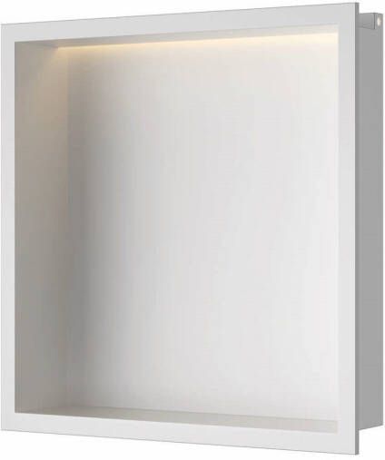 Luca Sanitair Inbouwnis 30x30x6 5 cm RVS Mat Wit PVD + LED verlichting