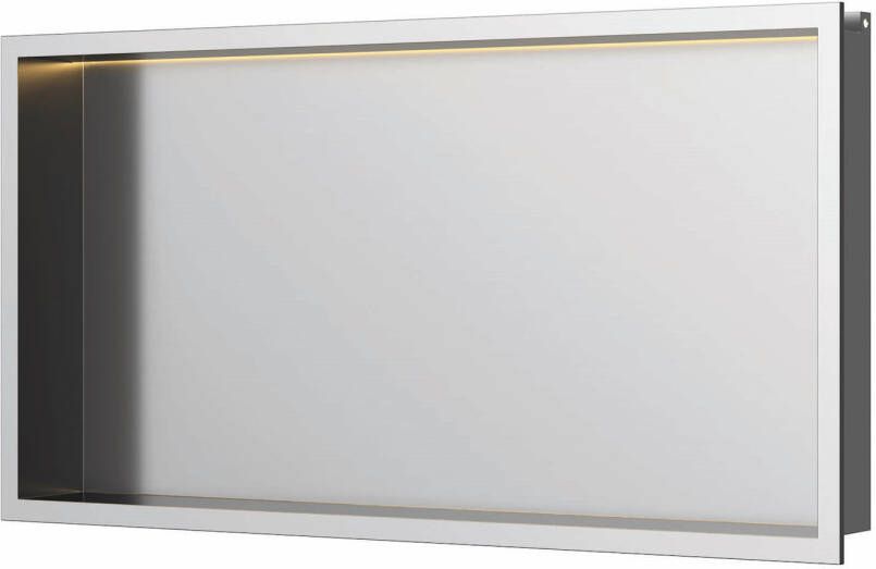 Luca Sanitair Inbouwnis 60x30x6 5 cm RVS Geborsteld Nikkel PVD + LED verlichting