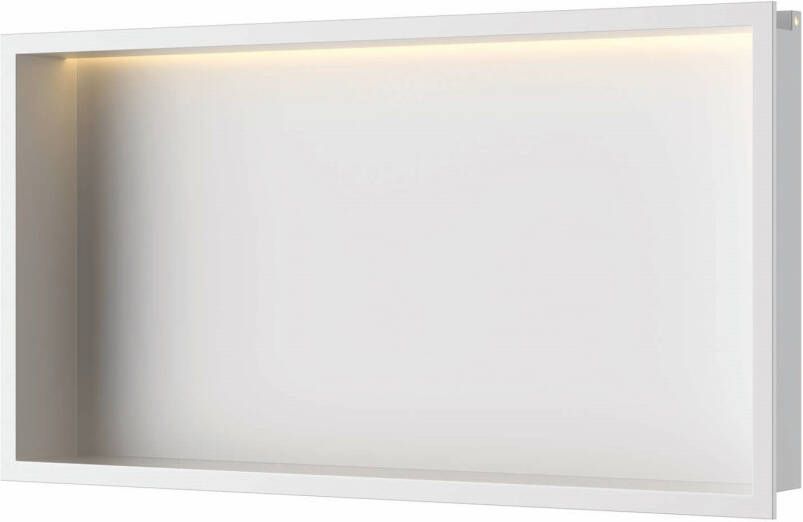 Luca Sanitair Inbouwnis 60x30x6 5 cm RVS Mat Wit + LED verlichting