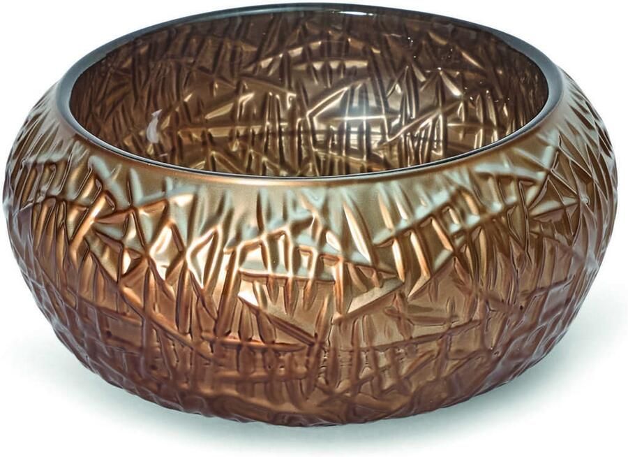 Luca Sanitair Fontein Opzetwastafel Luca Vetro Rond 24x24x12 Glas Excl. Wastafelhouder Chestnut