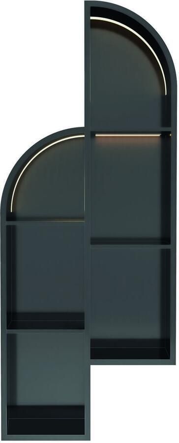 Luca Sanitair Inbouwnis Nissen 115x46x12cm Met LED Verlichting 3000K RVS Gun Metal PVD