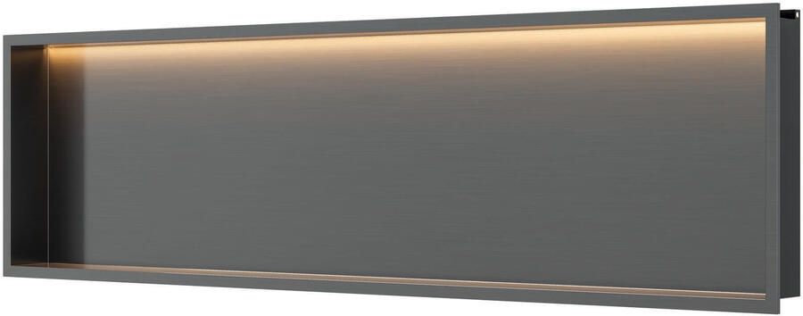 Luca Sanitair Inbouwnis Nissen 120x30x6 5cm Met LED Verlichting 3000K RVS Gun Metal PVD - Foto 2