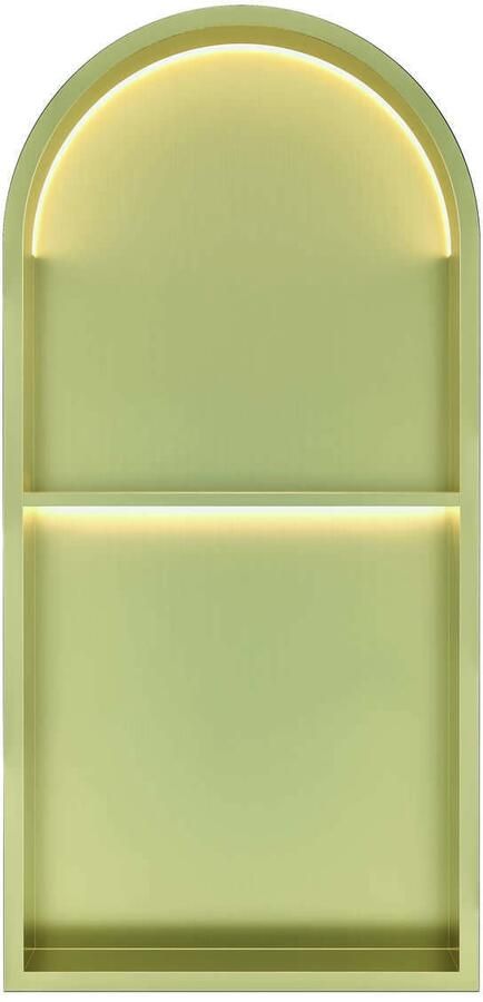 Luca Sanitair Inbouwnis Nissen 2-Vaks 74 5x36x7cm Met LED Verlichting 3000K RVS Champagne Goud PVD