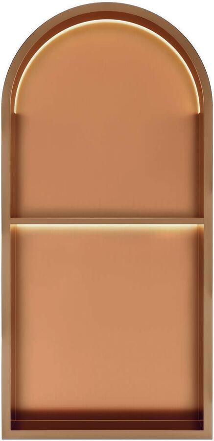Luca Sanitair Inbouwnis Nissen 2-Vaks 74 5x36x7cm Met LED Verlichting 3000K RVS Geborsteld Koper PVD