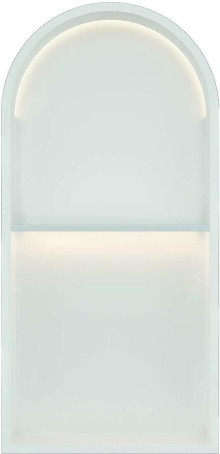 Luca Sanitair Inbouwnis Nissen 2-Vaks 74 5x36x7cm Met LED Verlichting 3000K RVS Mat Wit