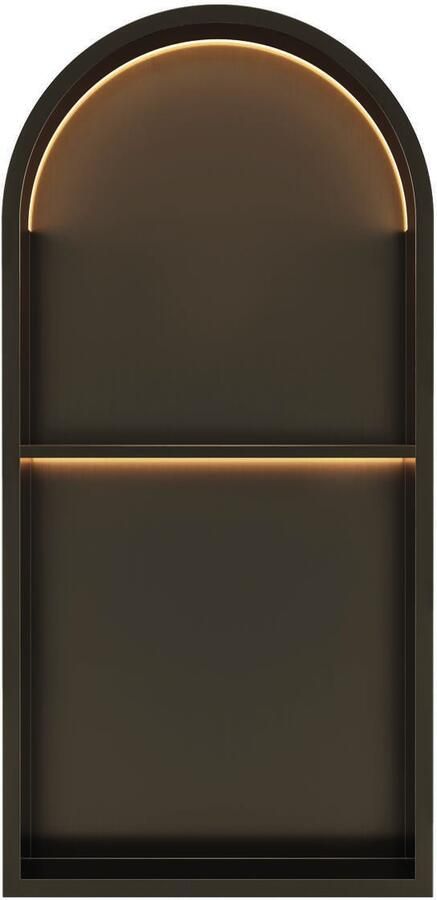 Luca Sanitair Inbouwnis Nissen 2-Vaks 74 5x36x7cm Met LED Verlichting 3000K RVS Tuscany